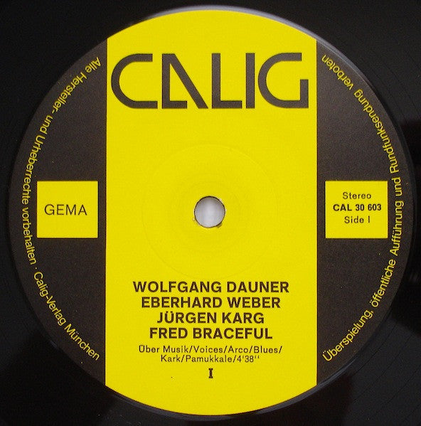 Wolfgang Dauner / Eberhard Weber / Jürgen Karg / Fred Braceful ~ Wolfgang Dauner / Eberhard Weber / Jürgen Karg / Fred Braceful (Vinyl) - Djungel & Jazz