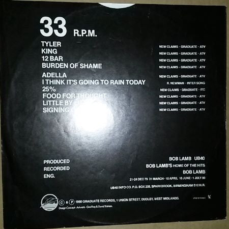 UB40 : Signing Off (LP, Album + 12")
