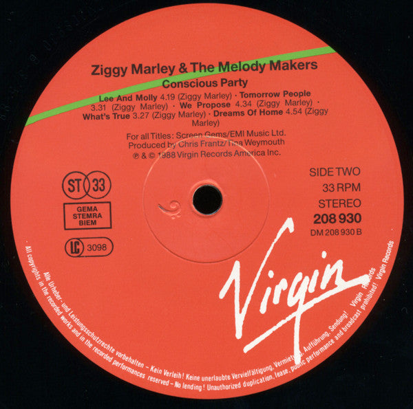 Ziggy Marley And The Melody Makers ~ Conscious Party (Vinyl) - Djungel & Jazz