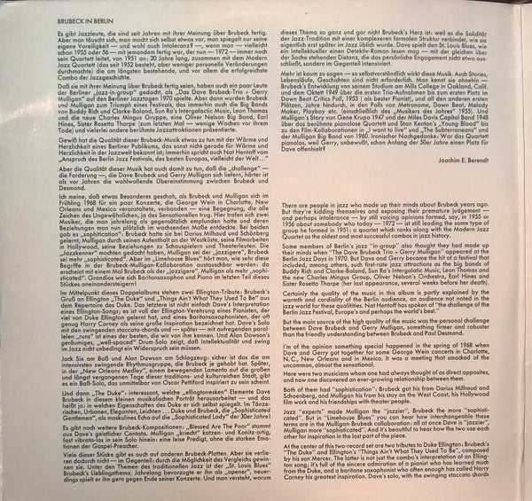 The Dave Brubeck Trio & Gerry Mulligan ~ Live At The Berlin Philharmonie (Vinyl) - Djungel & Jazz