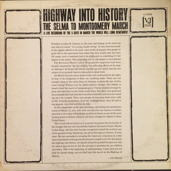 Joe Greene ~ Highway Into History: The Selma To Montgomery March (Vinyl) - Djungel & Jazz