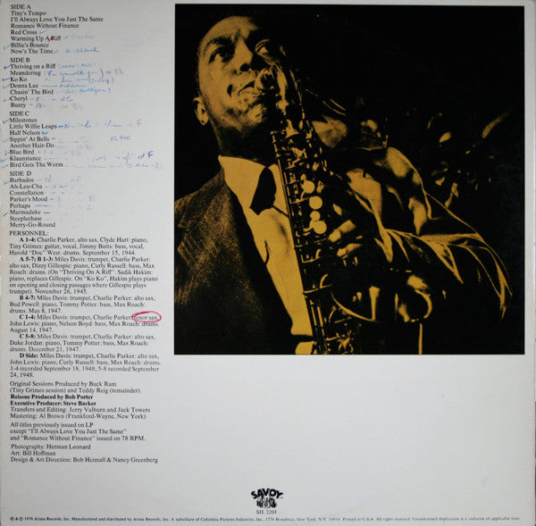 Charlie Parker : Bird / The Savoy Recordings (Master Takes) (2xLP, Comp, Ter)