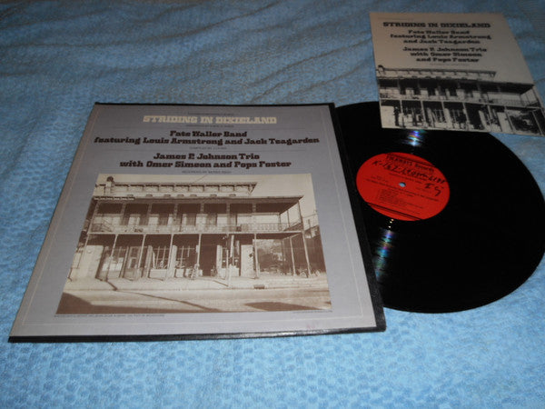 Fats Waller Band Featuring Louis Armstrong And Jack Teagarden / James P. Johnson Trio With Omer Simeon And Pops Foster ~ Striding In Dixieland - Annotated By David A Jasen (Vinyl) - Djungel & Jazz