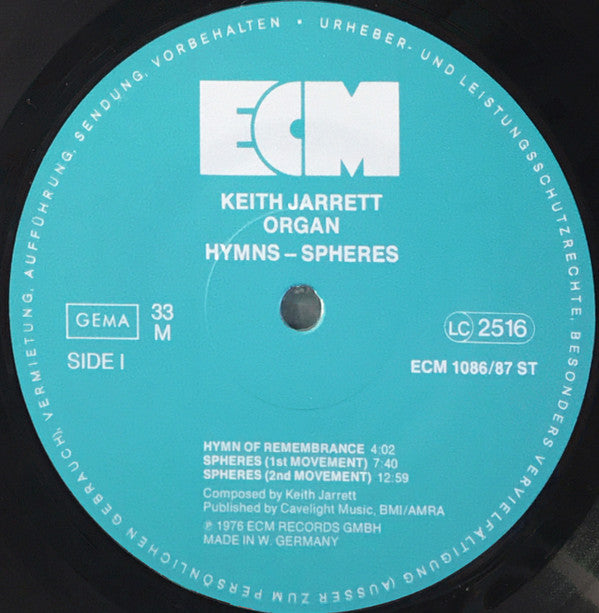 Keith Jarrett ~ Hymns Spheres (Vinyl) - Djungel & Jazz