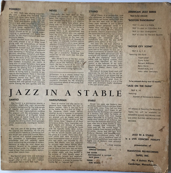 Herb Pomeroy ~ Jazz In A Stable (Vinyl) - Djungel & Jazz