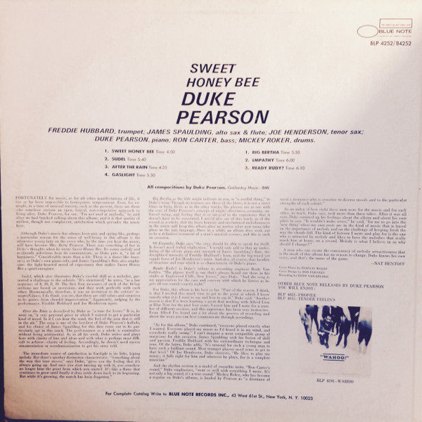 Duke Pearson : Sweet Honey Bee (LP, Album, RP)