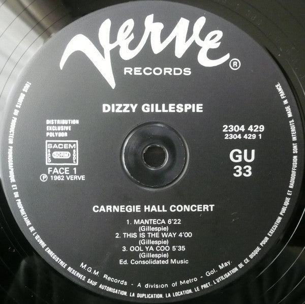 The Dizzy Gillespie Big Band ~ Carnegie Hall Concert - Recorded Live (Vinyl) - Djungel & Jazz
