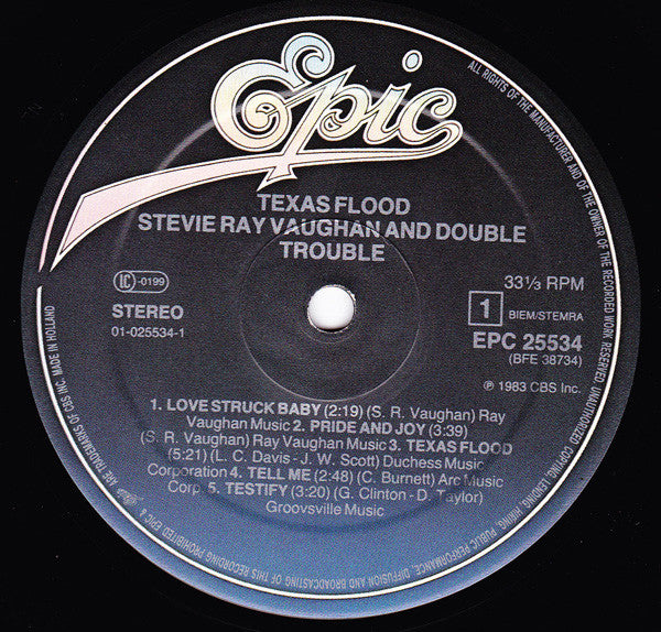 Stevie Ray Vaughan & Double Trouble : Texas Flood (LP, Album)