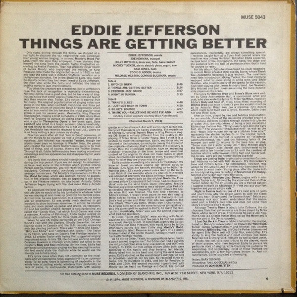 Eddie Jefferson ~ Things Are Getting Better (Vinyl) - Djungel & Jazz