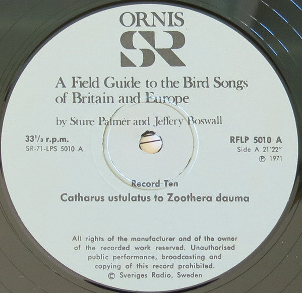 No Artist ~ The Peterson Field Guide To The Bird Songs Of Britain And Europe: Record 10 (Vinyl) - Djungel & Jazz