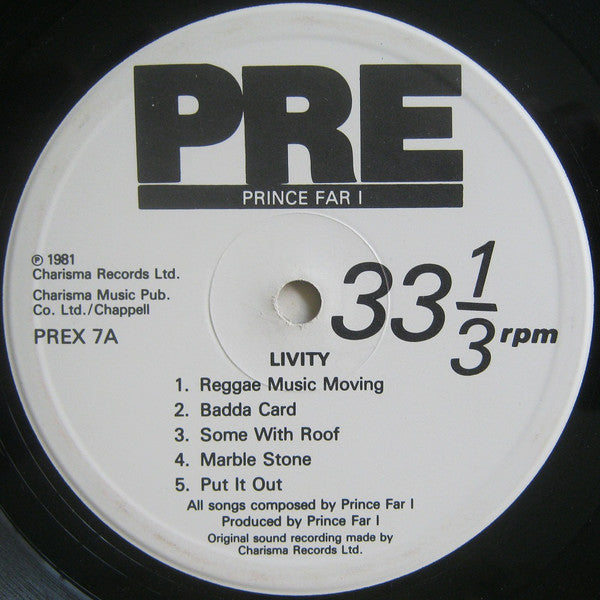 Prince Far I : Livity (LP, Album)
