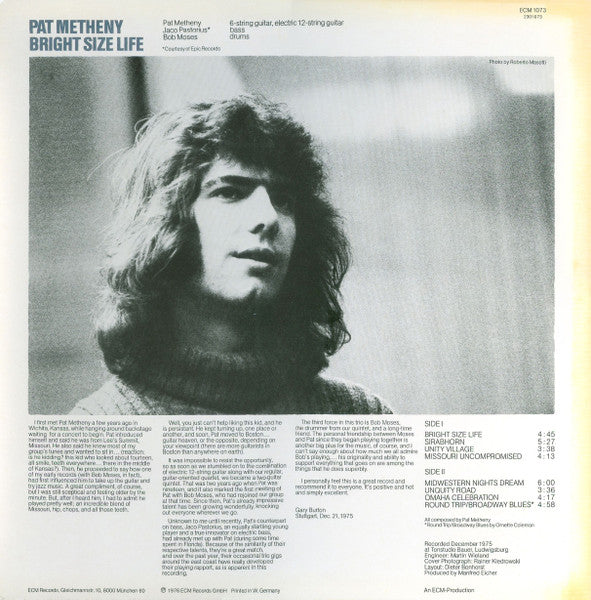 Pat Metheny : Bright Size Life (LP, Album)