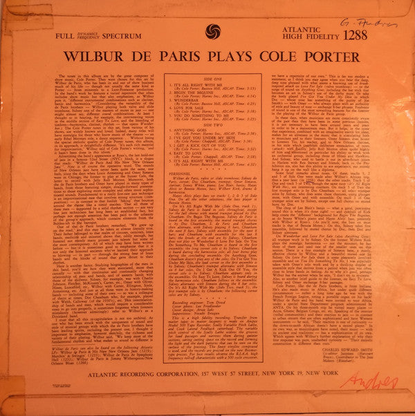 Wilbur De Paris ~ Plays Cole Porter (Vinyl) - Djungel & Jazz