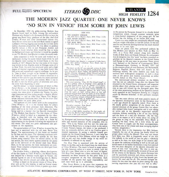 The Modern Jazz Quartet ~ The Modern Jazz Quartet Plays “No Sun In Venice” (Vinyl) - Djungel & Jazz