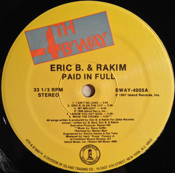 Eric B. & Rakim ~ Paid In Full (Vinyl) - Djungel & Jazz