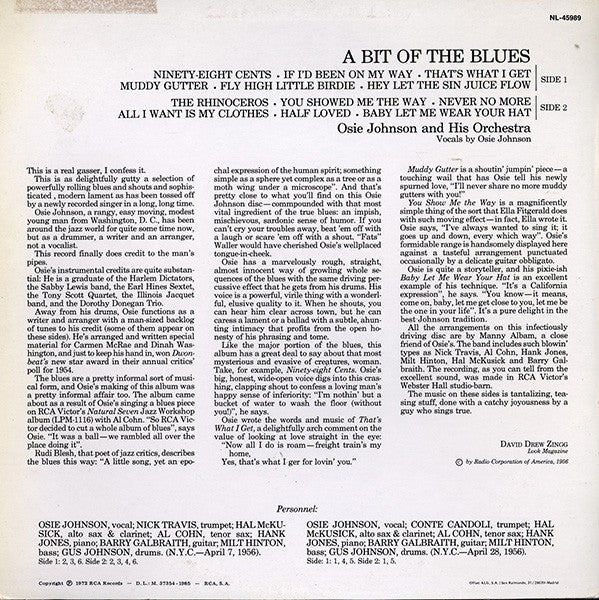 Osie Johnson And His Orchestra ~ A Bit Of The Blues (Vinyl) - Djungel & Jazz