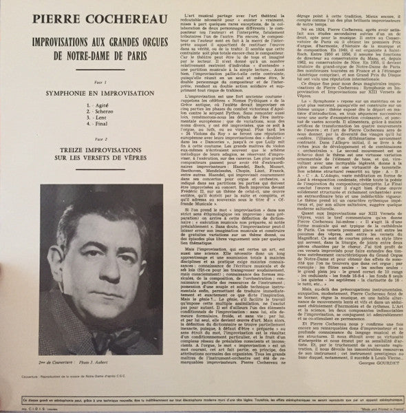 Pierre Cochereau ~ Improvisations Aux Grandes Orgues De Notre-Dame De Paris (Vinyl) - Djungel & Jazz