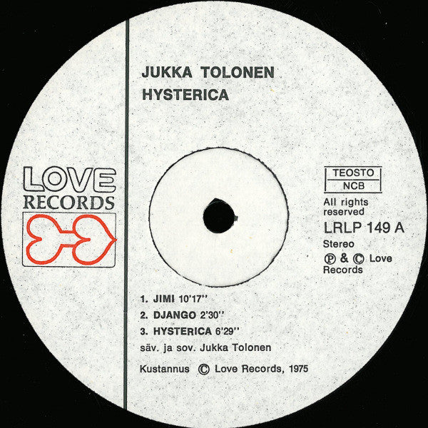 Jukka Tolonen ~ Hysterica (Vinyl) - Djungel & Jazz