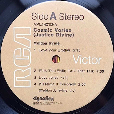 Weldon Irvine : Cosmic Vortex (Justice Divine) (LP, Album, RP, Tan)