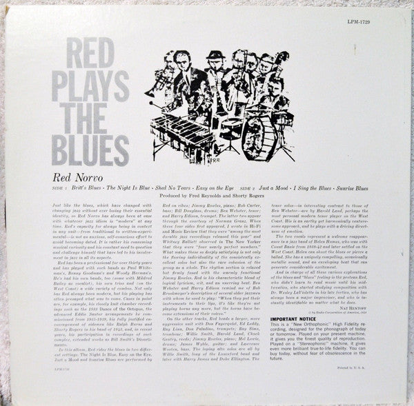 Red Norvo ~ Red Plays The Blues (Vinyl) - Djungel & Jazz