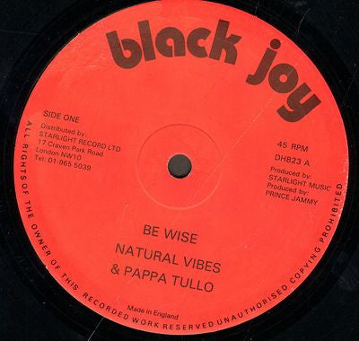 Natural Vibes & Papa Tullo / Johnny Osbourne & Jah Sawdem : Be Wise / Can't Leave Jah (12")
