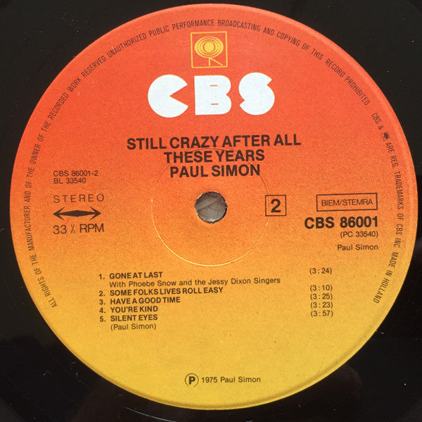 Paul Simon : Still Crazy After All These Years (LP, Album)
