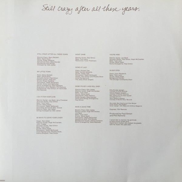 Paul Simon ~ Still Crazy After All These Years (Vinyl) - Djungel & Jazz