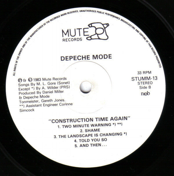 Depeche Mode ~ Construction Time Again (Vinyl) - Djungel & Jazz