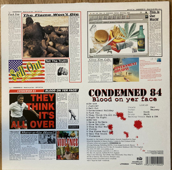 Condemned 84 ~ Blood On Yer Face (Vinyl) - Djungel & Jazz
