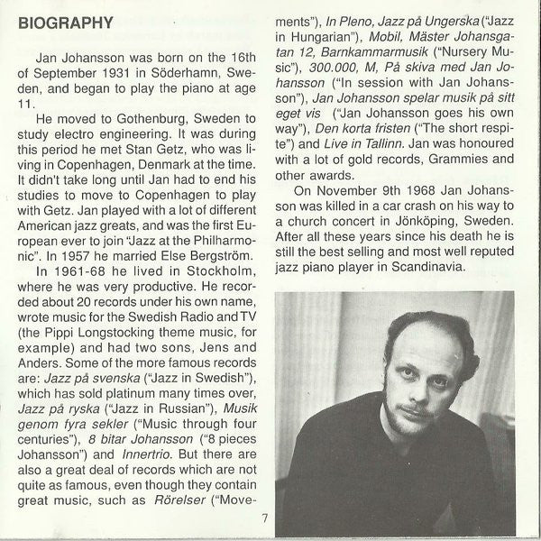 Jan Johansson ~ Folkvisor (Vinyl) - Djungel & Jazz