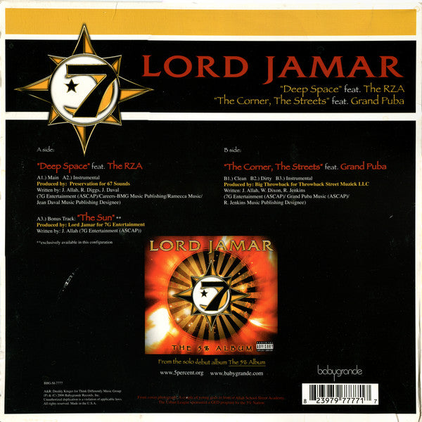 Lord Jamar : Deep Space / The Corner, The Streets (12")