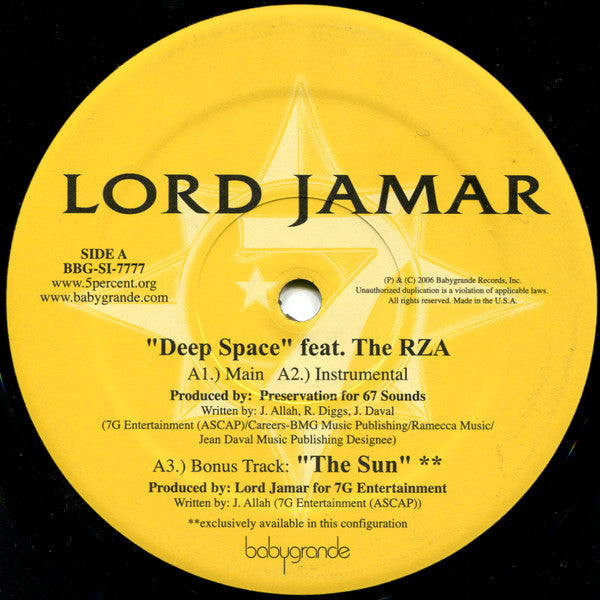 Lord Jamar : Deep Space / The Corner, The Streets (12")