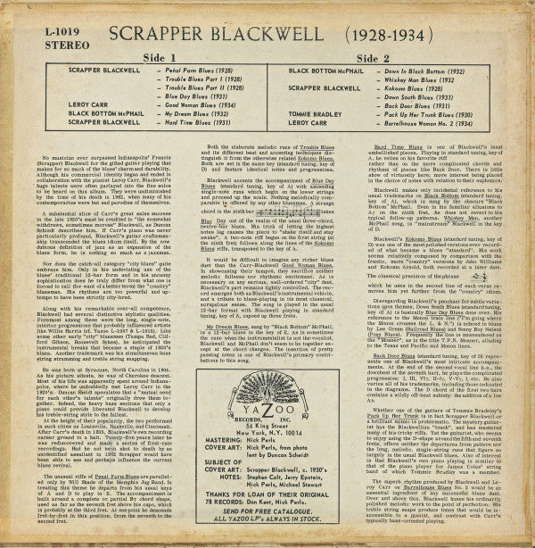 Scrapper Blackwell ~ The Virtuoso Guitar Of Scrapper Blackwell (Vinyl) - Djungel & Jazz