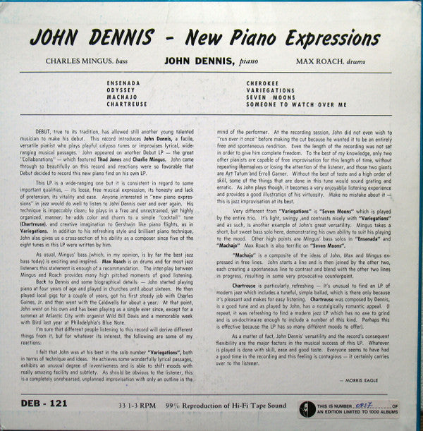 John Dennis ~ New Piano Expressions (Vinyl) - Djungel & Jazz