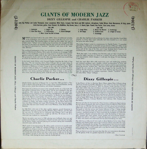 Dizzy Gillespie And Charlie Parker ~ Giants Of Modern Jazz (Vinyl) - Djungel & Jazz