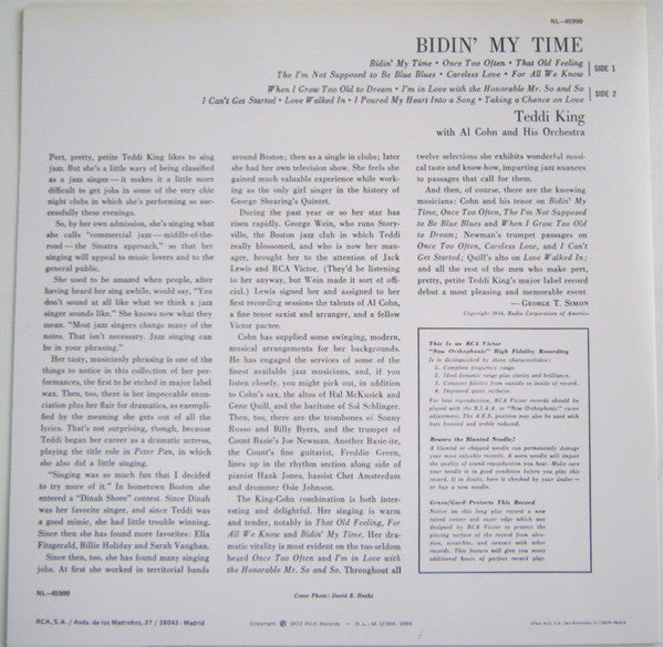 Teddi King With Al Cohn And His Orchestra ~ Bidin' My Time (Vinyl) - Djungel & Jazz