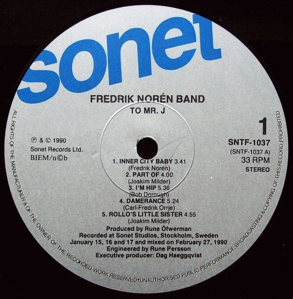 Fredrik Norén Band ~ To Mr. J (Vinyl) - Djungel & Jazz