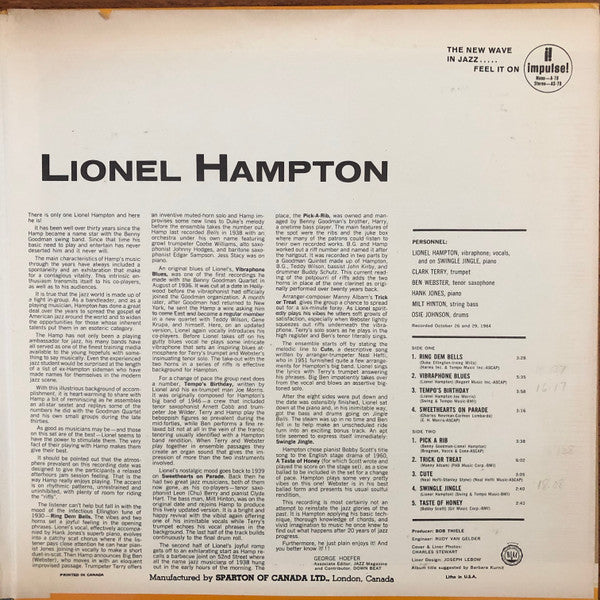 Lionel Hampton : You Better Know It!!! (LP, Album, Mono, Gat)