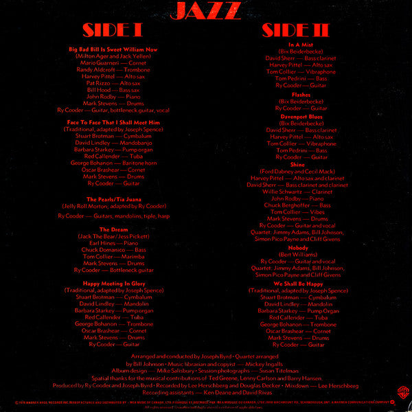 Ry Cooder ~ Jazz (Vinyl) - Djungel & Jazz