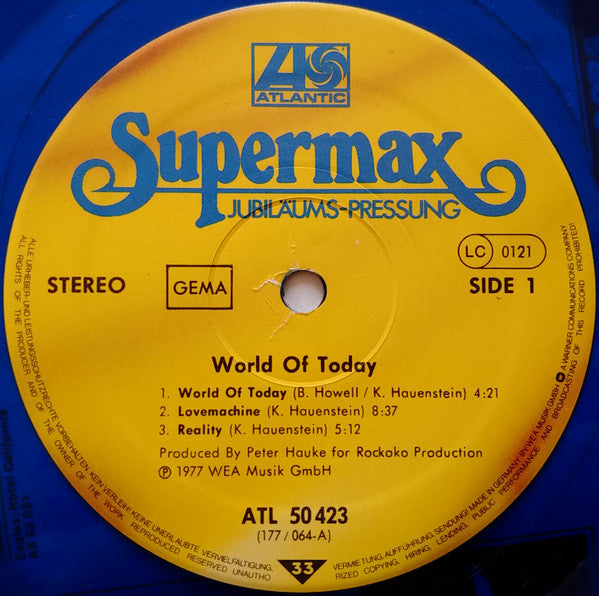Supermax : World Of Today (LP, Album, Tra)