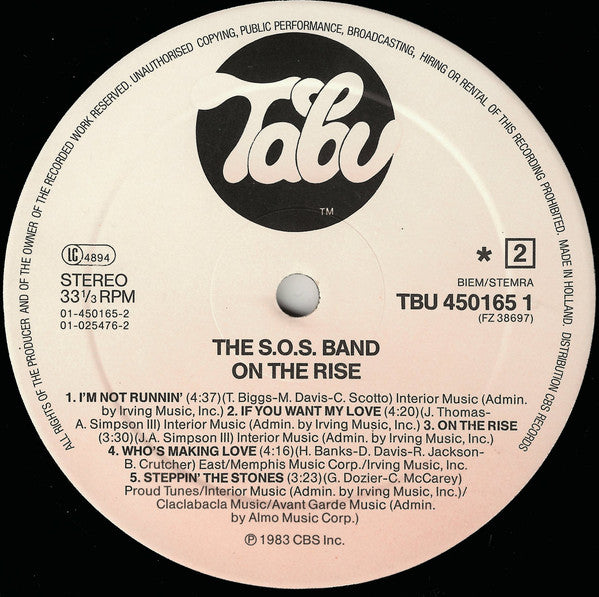 The S.O.S. Band ~ On The Rise (Vinyl) - Djungel & Jazz