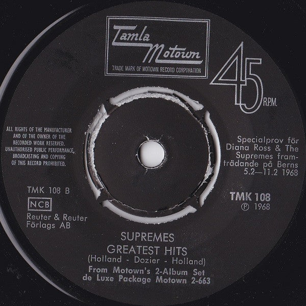 The Supremes ~ Welcome To Berns 1968 / Greatest Hits (Vinyl) - Djungel & Jazz