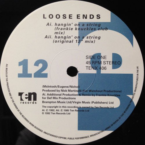 Loose Ends ~ Hangin' On A String (Frankie Knuckles Remix) (Vinyl) - Djungel & Jazz