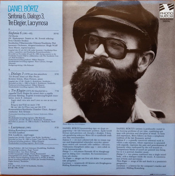 Daniel Börtz : Lacrymosa (LP)
