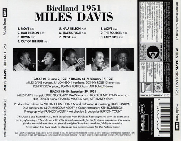 Miles Davis ~ Birdland 1951 (Vinyl) - Djungel & Jazz