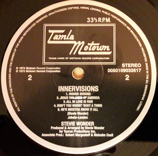 Stevie Wonder ~ Innervisions (Vinyl) - Djungel & Jazz