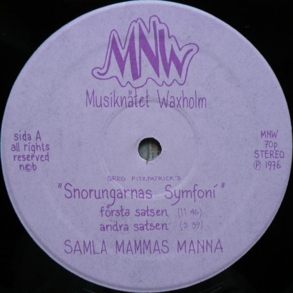 Samla Mammas Manna, Gregory Allan FitzPatrick ~ Snorungarnas Symfoni (Vinyl) - Djungel & Jazz