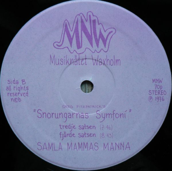 Samla Mammas Manna, Gregory Allan FitzPatrick ~ Snorungarnas Symfoni (Vinyl) - Djungel & Jazz