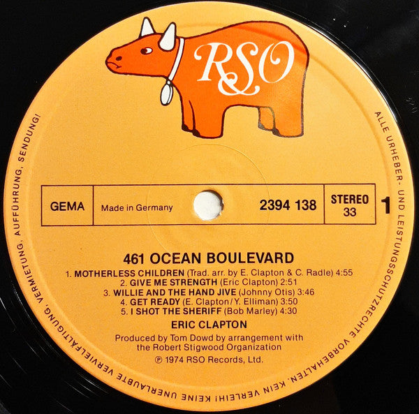 Eric Clapton : 461 Ocean Boulevard (LP, Album, RE)