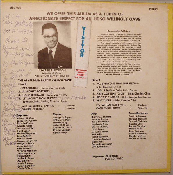 The Abyssinian Baptist Church Choir : Blessed Art Thou (A Tribute) (LP, Album)